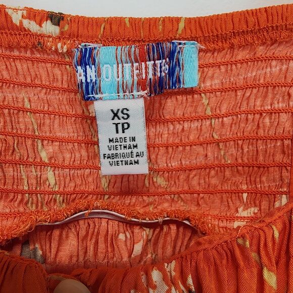 Urban Outfitters Floral Top Size XS Square Neck Orange Long Sleeve Smocked Y2K - Picture 16 of 16